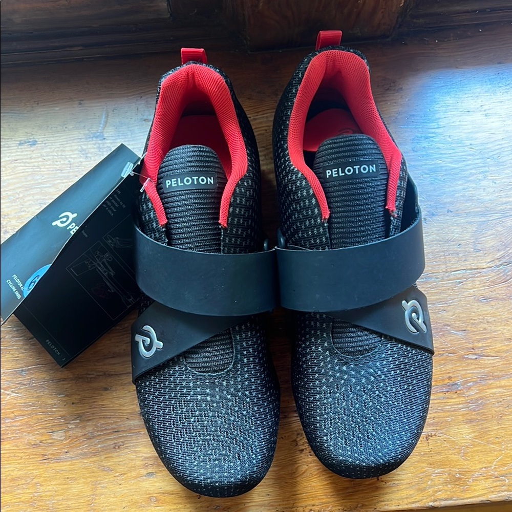 Peloton Black and Red Unisex Cycling Shoes